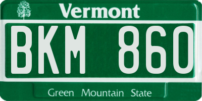 VT license plate BKM860