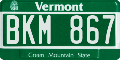 VT license plate BKM867