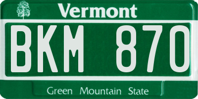 VT license plate BKM870