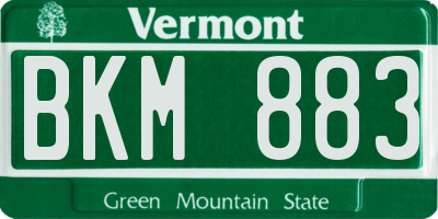VT license plate BKM883