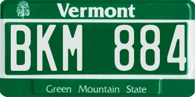 VT license plate BKM884