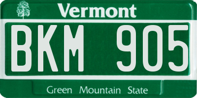 VT license plate BKM905