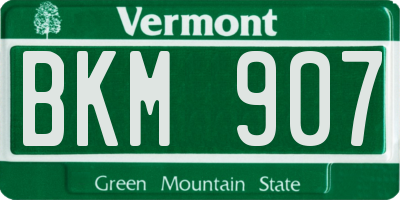 VT license plate BKM907