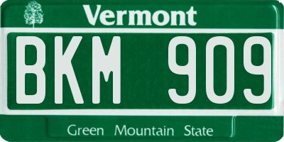 VT license plate BKM909