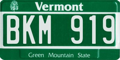 VT license plate BKM919