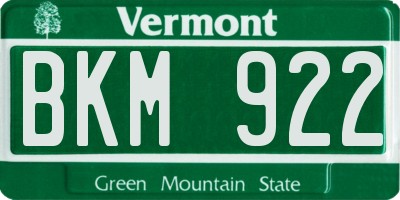VT license plate BKM922