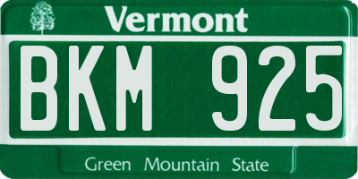 VT license plate BKM925