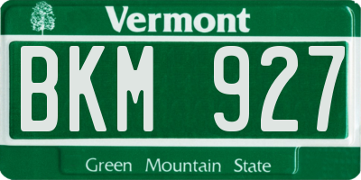 VT license plate BKM927