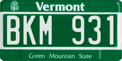 VT license plate BKM931