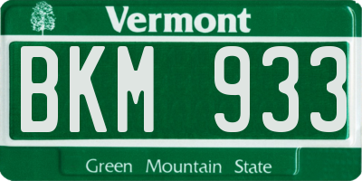 VT license plate BKM933