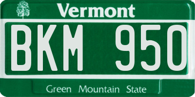 VT license plate BKM950
