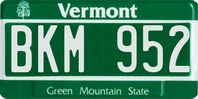VT license plate BKM952
