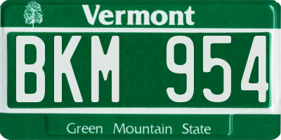 VT license plate BKM954