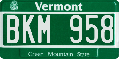 VT license plate BKM958