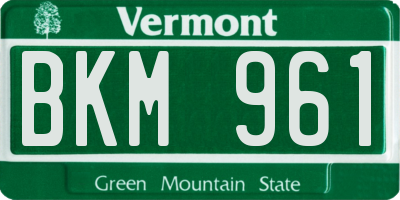 VT license plate BKM961