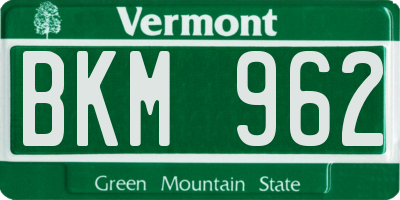 VT license plate BKM962