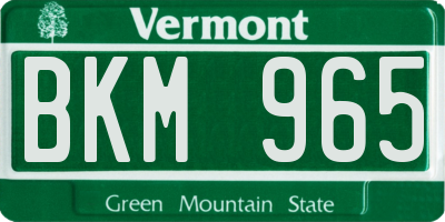 VT license plate BKM965