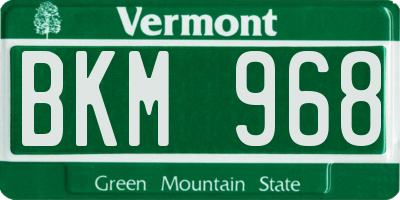 VT license plate BKM968