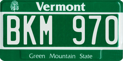VT license plate BKM970
