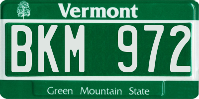 VT license plate BKM972