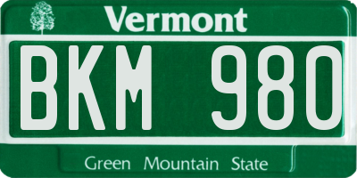 VT license plate BKM980