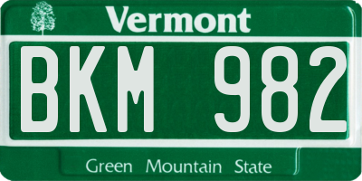 VT license plate BKM982