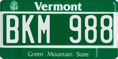 VT license plate BKM988