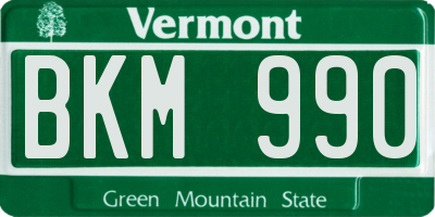VT license plate BKM990