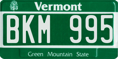 VT license plate BKM995
