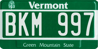 VT license plate BKM997