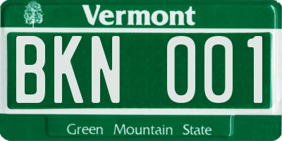 VT license plate BKN001