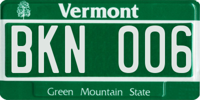VT license plate BKN006