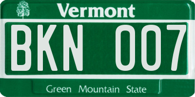 VT license plate BKN007