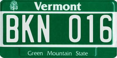 VT license plate BKN016