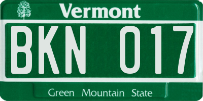 VT license plate BKN017