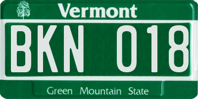 VT license plate BKN018