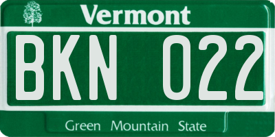 VT license plate BKN022