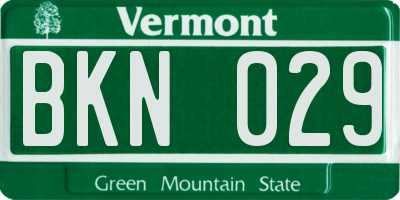 VT license plate BKN029