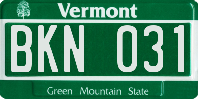 VT license plate BKN031
