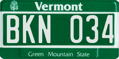 VT license plate BKN034