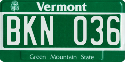 VT license plate BKN036