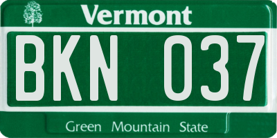 VT license plate BKN037