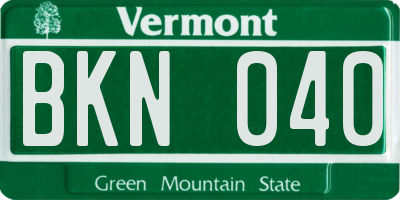 VT license plate BKN040