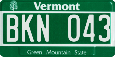 VT license plate BKN043