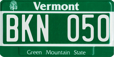 VT license plate BKN050