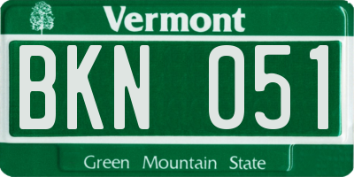 VT license plate BKN051