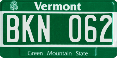 VT license plate BKN062