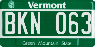 VT license plate BKN063