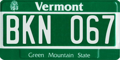 VT license plate BKN067