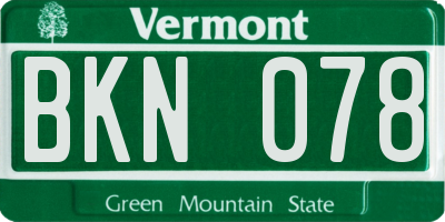 VT license plate BKN078